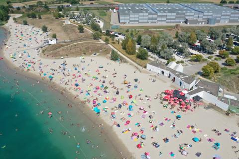 Vue par drone de la base nautique Colmar-Houssen